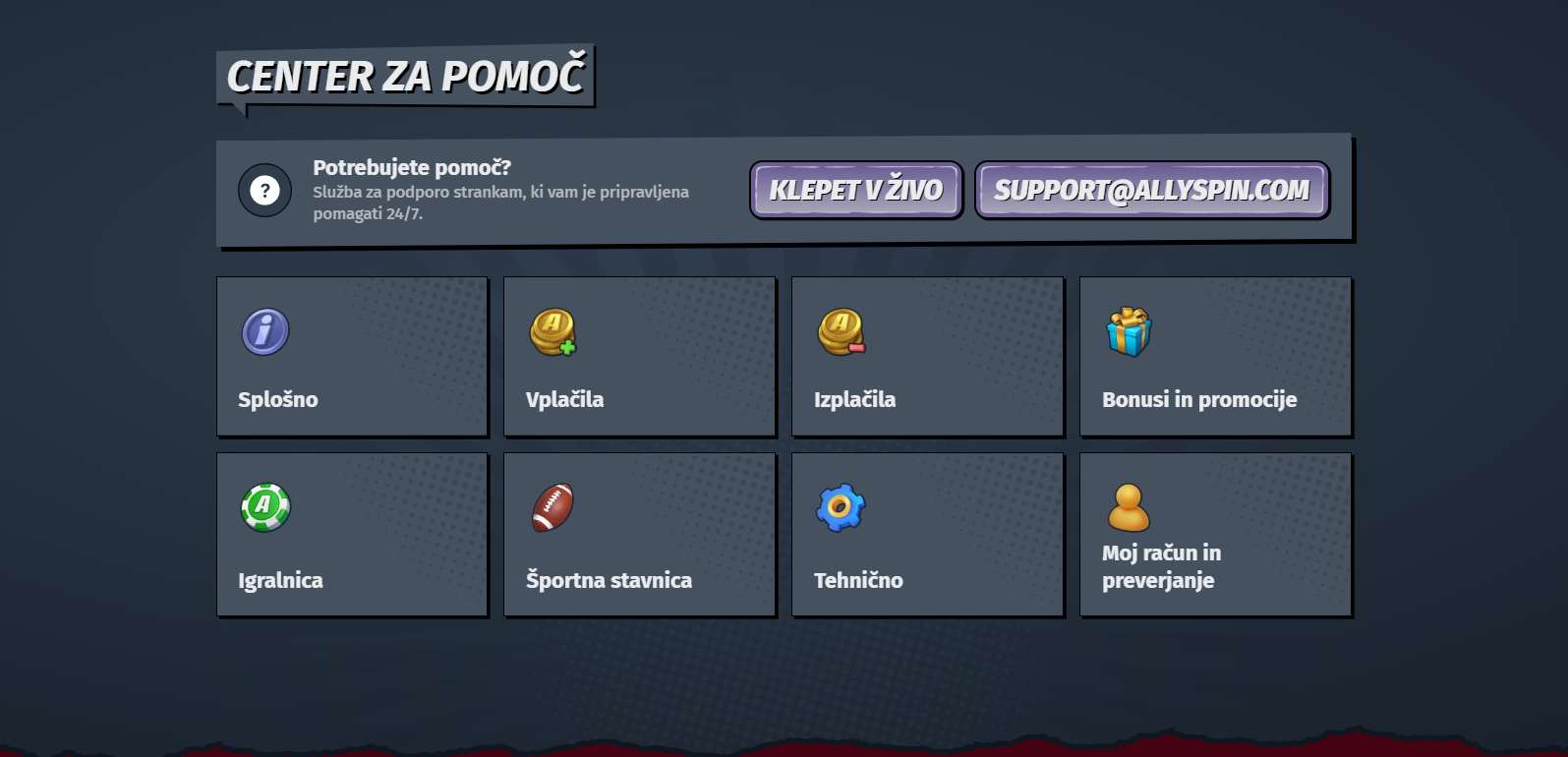 AllySpin Kazino Podpora Strankam