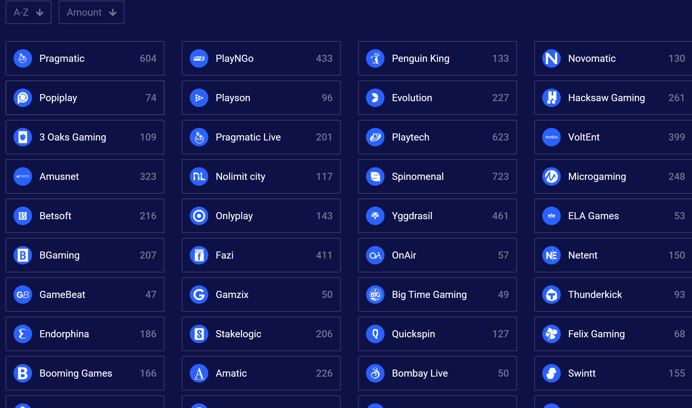 Frumzi Casino Game Providers