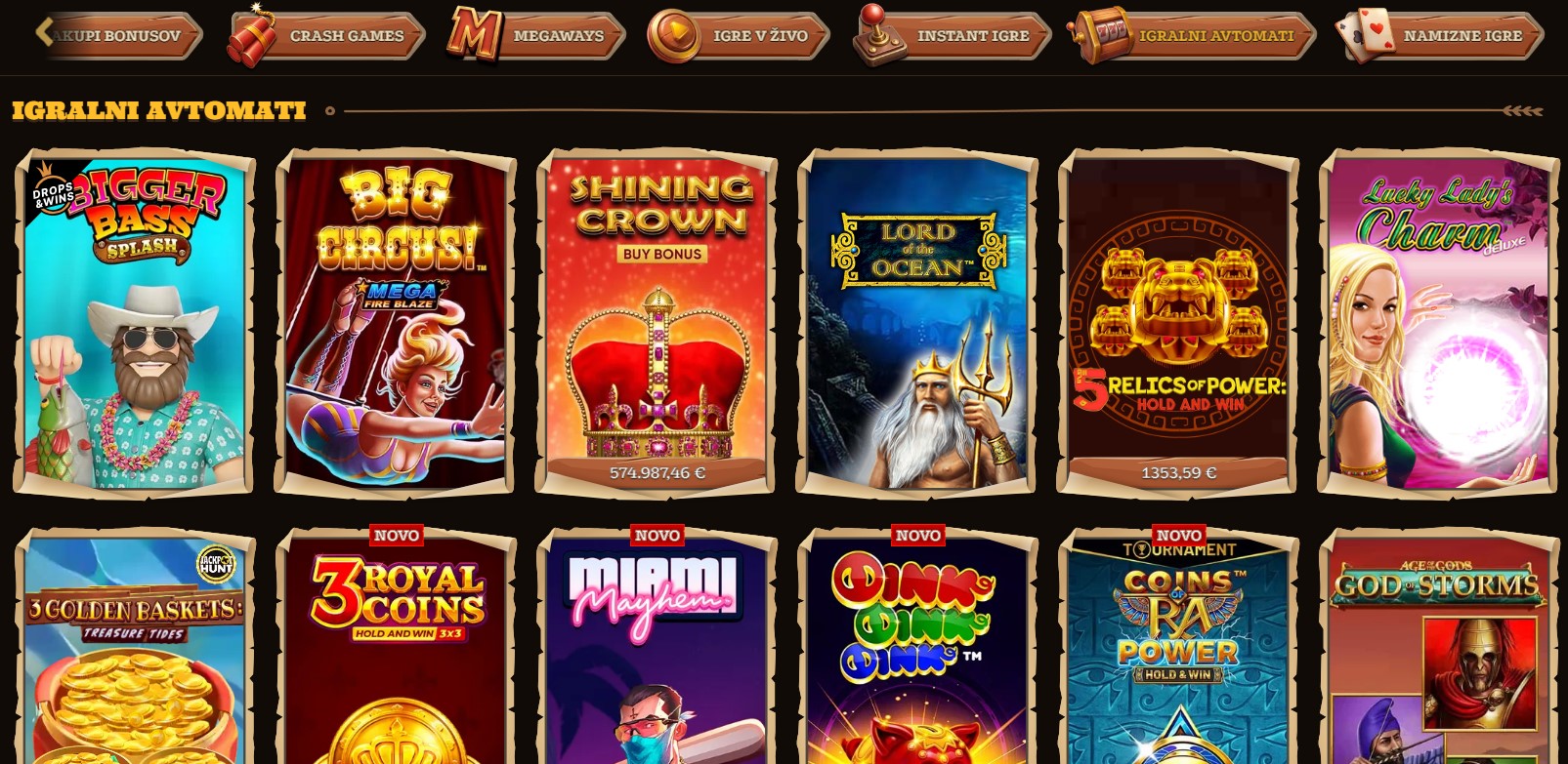 Posnetki igralnih avtomatov Lizaro Casino