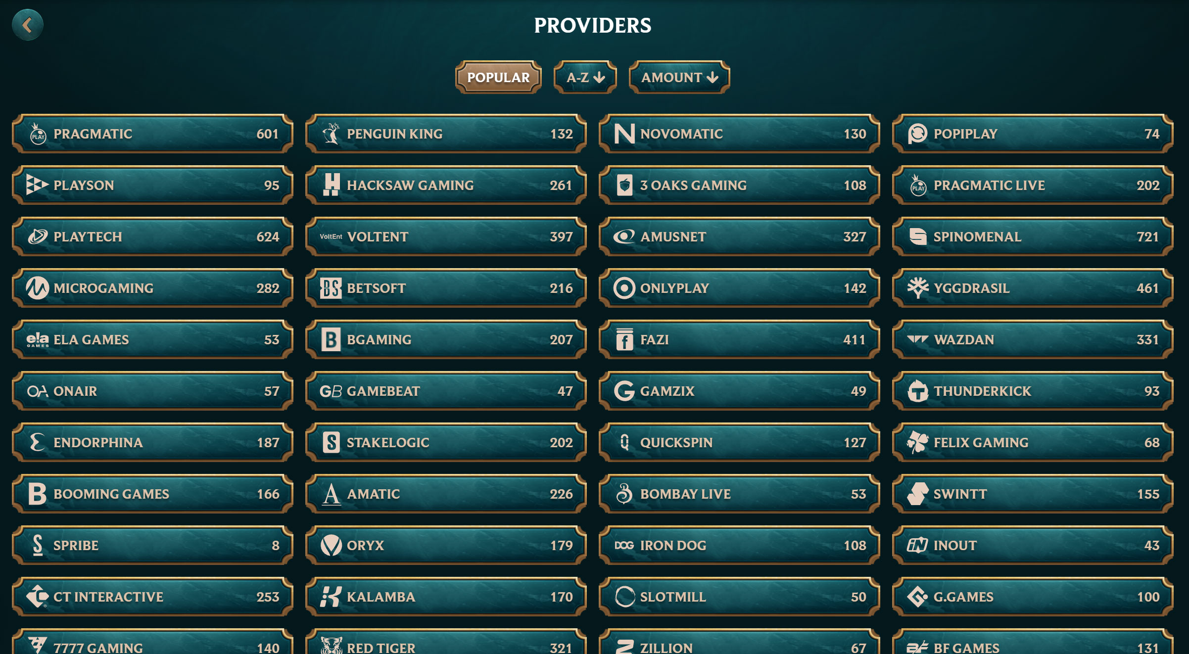 MyEmpire Casino Game Providers