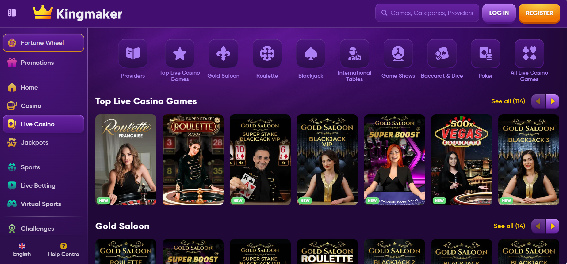 Kingmaker Casino Live Casino