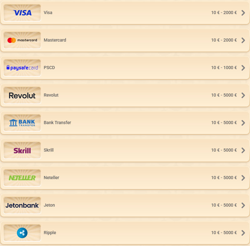 Vegasino Caisno Payments