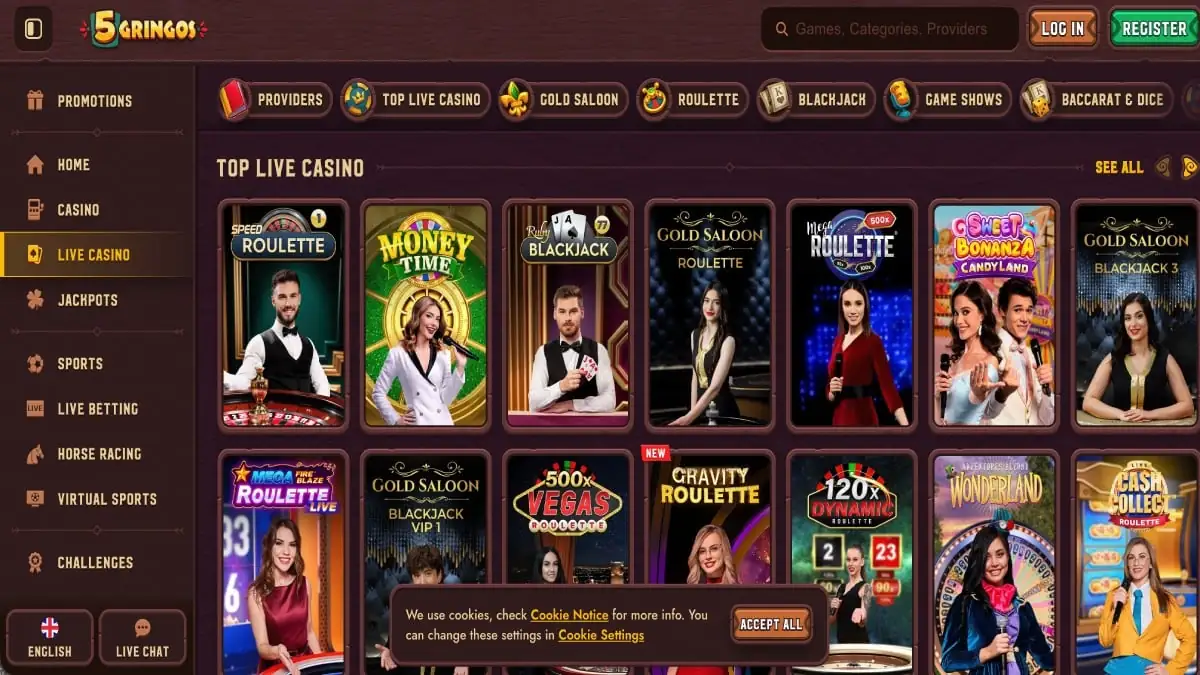 5 Gringos Casino v Živo