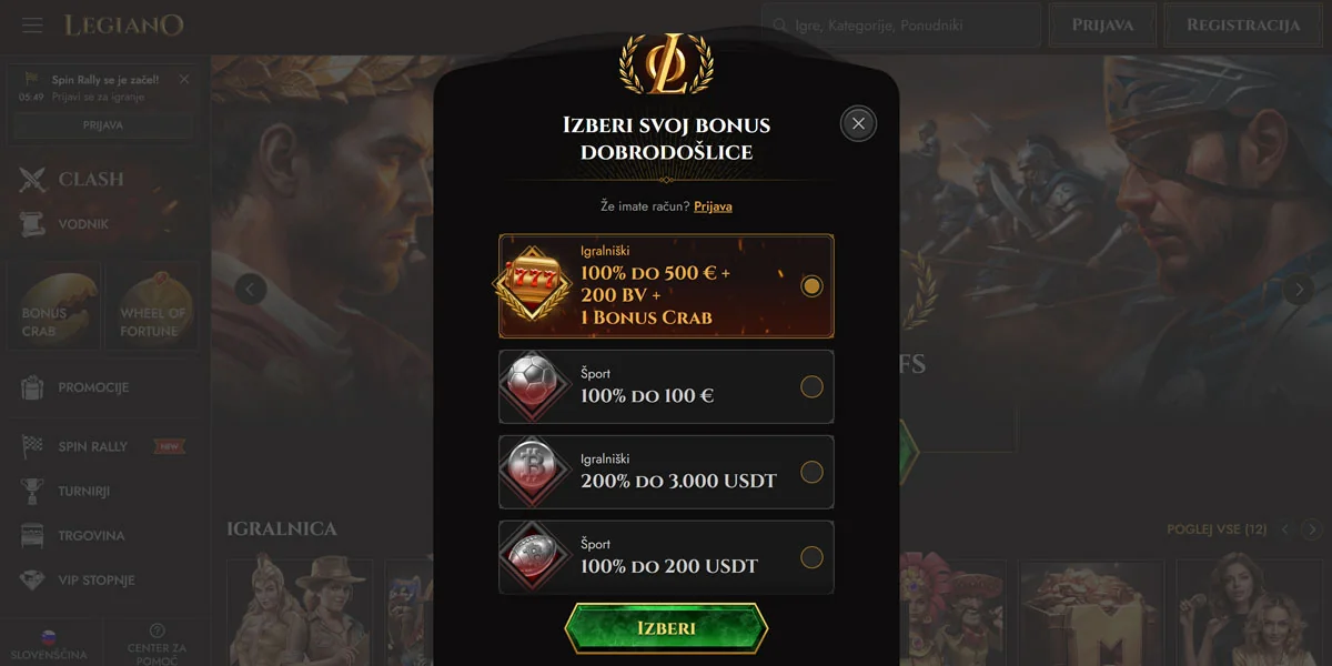 Legiano Casino Registration Process