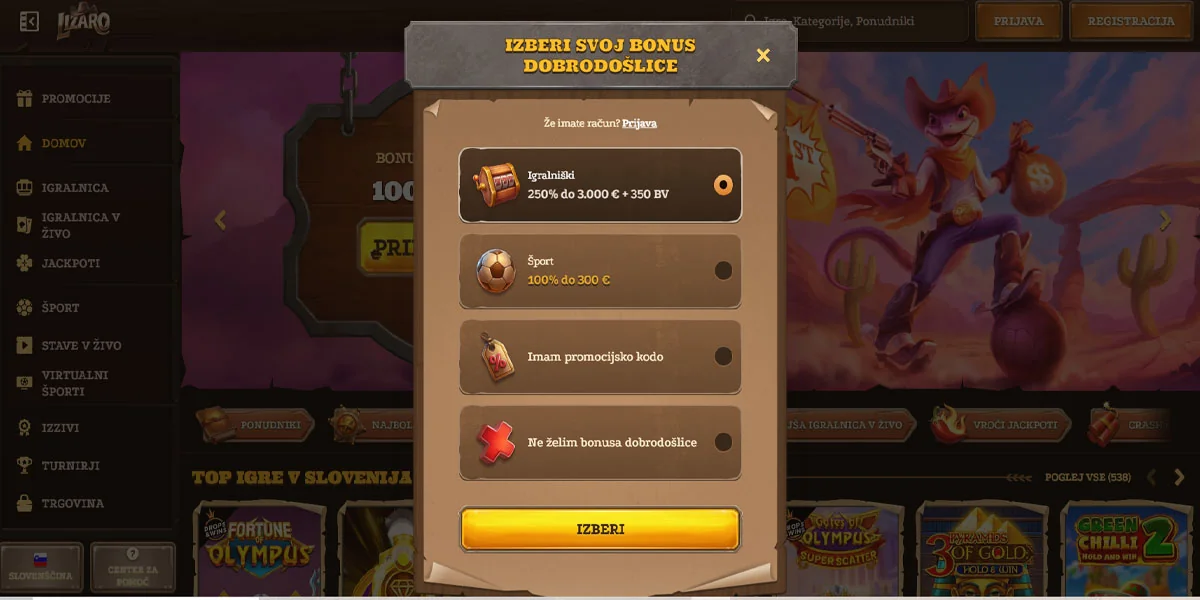 Lizaro Casino Registration Form