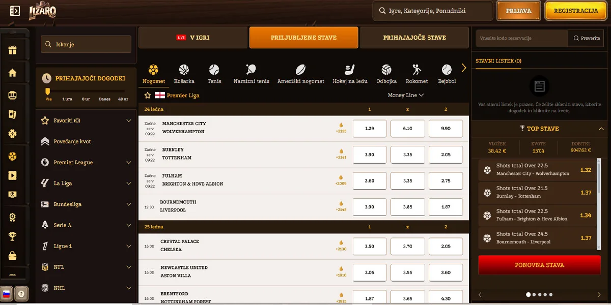 Lizaro Casino Sports Section
