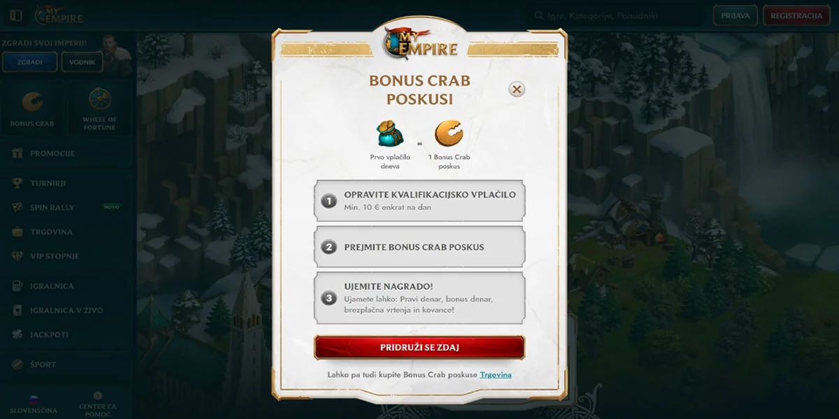 MyEmpire Casino Bonus Crab