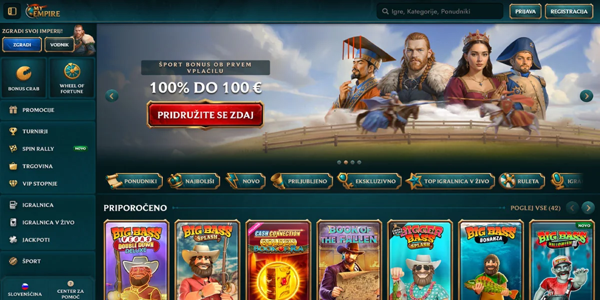 MyEmpire Casino Home Screen