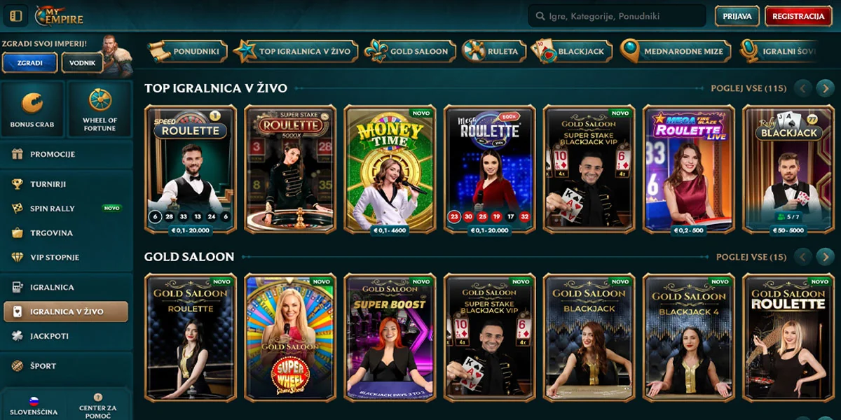 MyEmpire Casino Live Dealer Games