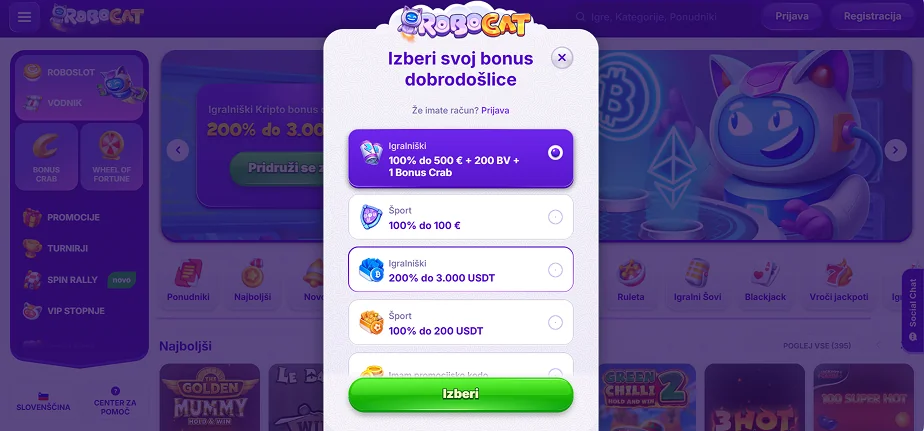 Robocat Casino Registration