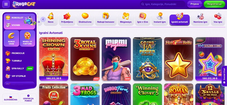 Robocat Casino Slots Section