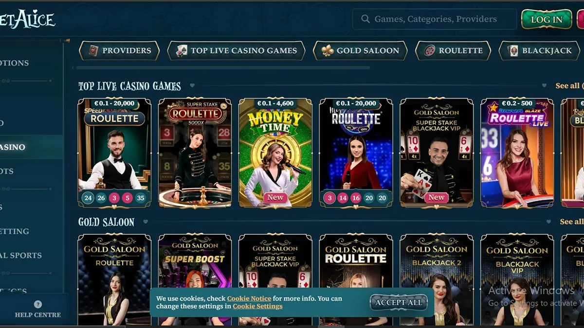 betalice casino live games