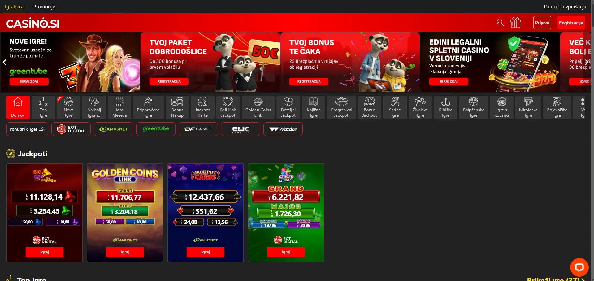 Casino.si Main-Page
