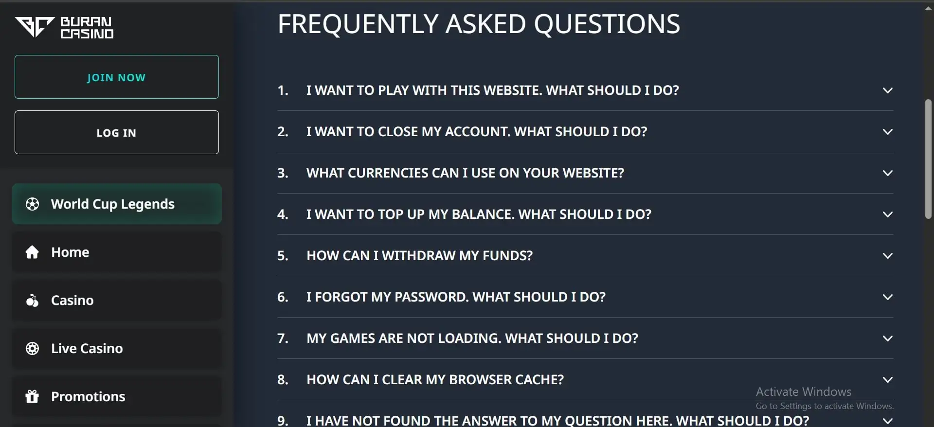 buran casino help centre