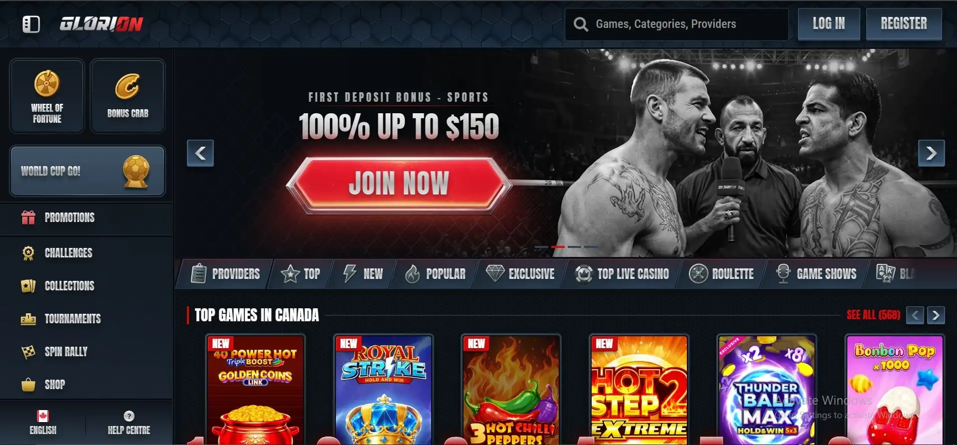 glorion-casino-home-page