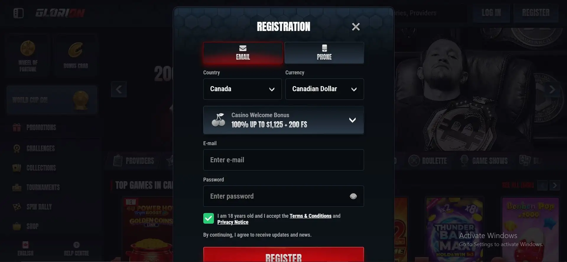 glorion-casino-registration